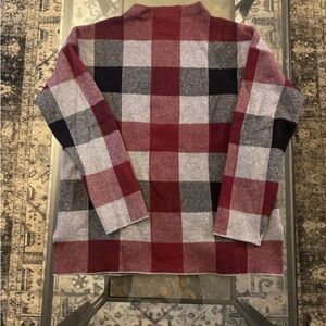 Tahari Maroon Charcoal and black mock neck sweater
